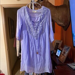 Lilac Lace Accent Women's Tunic